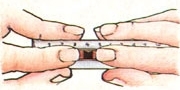 
If you've never played a harmonice before and you don't know what a single, pure tone from the instrument sounds like : [1] place your index fingers over holes 3 and 5 on a mouth organ tuned to the key of C and [2] blow into hole 4 to [3] produce the clear sound of C, the first note on the scale.
